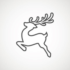 Reindeer line icon. Deer running silhouette , Reindeer icon design for Xmas cards, banners and flyers, vector illustration isolated on white background. Logo template. Elk logotype. Hunting