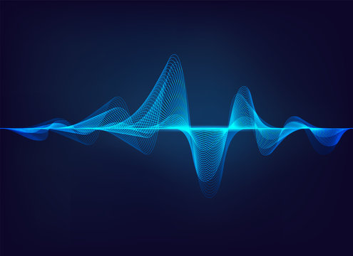 abstract digital green blue equaliser, sound wave pattern element