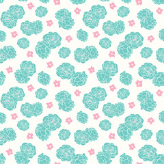 Pastel rose garden ditsy floral seamless vector repeat pattern