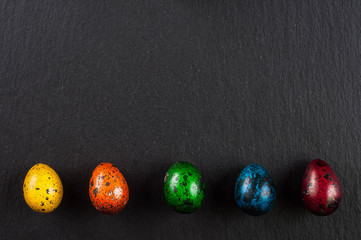 dyed easter colorful eggs chicken and quail