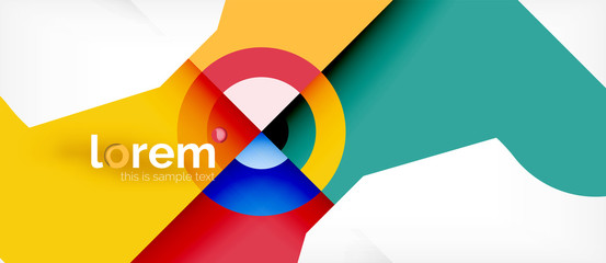 Fototapeta premium Geometric colorful shapes composition abstract background. Minimal dynamic design