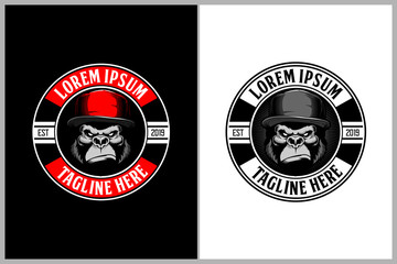 cute gorilla or silverback head with hat vector animal logo template © infernal  kiss