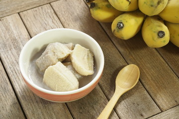 Banana in coconut milk thai dessert