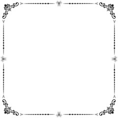 Obraz premium Classic black and white square frame with arabesques and orient elements. Abstract ornament with place for text. Vintage pattern