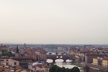 Fototapeta premium Arno river and Ponte Vecchio panorama of Florence, Italy