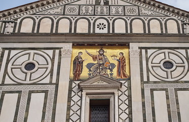 Fototapeta na wymiar Detail of the church of San Miniato al Monte, Florence, Italy