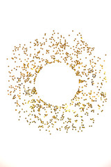 Naklejka na ściany i meble Circle from gold stars on white background.