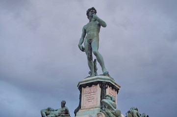 Statue of David at Piazzale Michelangelo at sunset, Florence