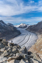 Aletsch Gletscher with human silhouette
