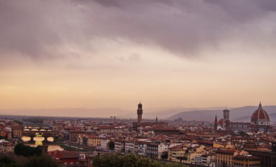 Landscape of Florence at sunset, Italy