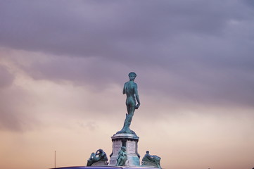 Statue of David at Piazzale Michelangelo at sunset, Florence