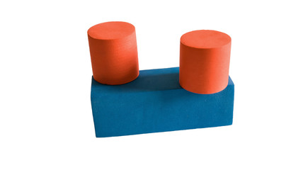 geometric shapes colored from foam