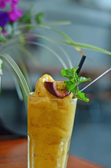 Mango-passion fruit frappe