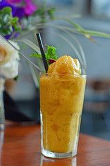 Mango-passion fruit frappe