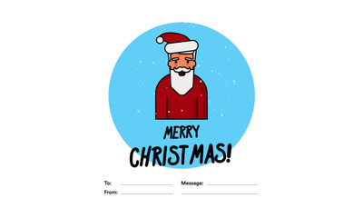 Merry Christmas To From Template Card With Santa Claus Illustration