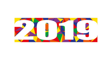 Banner on new year 2019, vector illustration in flat style