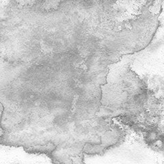 White and gray watercolor texture with abstract washes and brush strokes on white paper background. Trendy look. Chaotic abstract organic design.