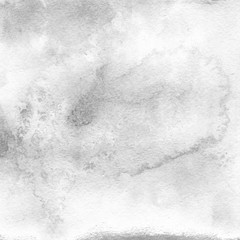 White and gray watercolor texture with abstract washes and brush strokes on white paper background. Trendy look. Chaotic abstract organic design.