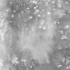 White and gray watercolor texture with abstract washes and brush strokes on white paper background. Trendy look. Chaotic abstract organic design.