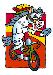 horse on a bicycle in circus