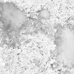 White and gray watercolor texture with abstract washes and brush strokes on white paper background. Trendy look. Chaotic abstract organic design.