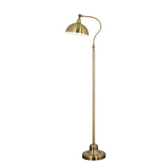 Floor lamp made of yellow metal in a classic style. Isolated object on white background