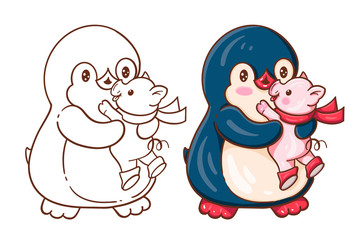 penguin and a pig