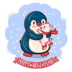  penguin and a pig