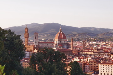 View of Florence from the Bardini garden at sunset Italy