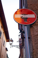 Road sign changed in Florence Italy