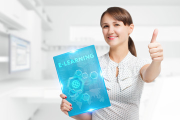 The concept of business, technology, the Internet and the network. A young entrepreneur working on...
