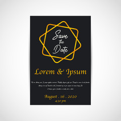 Wedding save the date, invitation card, black background, vector, illustration, eps file