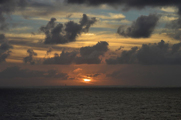November sunset off Honduras coast
