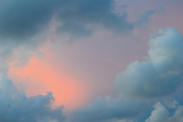 Fototapeta na wymiar Clouds with pink at Dawn in the Gulf Coast