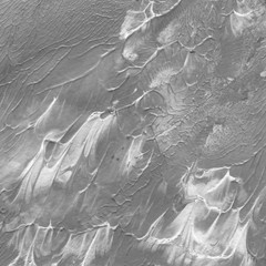 Silver watercolor texture with abstract washes and brush strokes on white paper background. Trendy look. Chaotic abstract organic design.