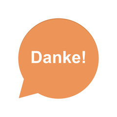 Orangene Sprechblase rund - Danke