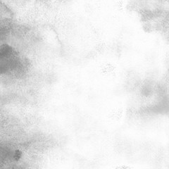 Silver watercolor texture with abstract washes and brush strokes on white paper background. Trendy look. Chaotic abstract organic design.