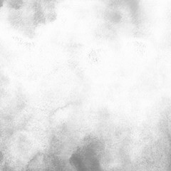 Silver watercolor texture with abstract washes and brush strokes on white paper background. Trendy look. Chaotic abstract organic design.