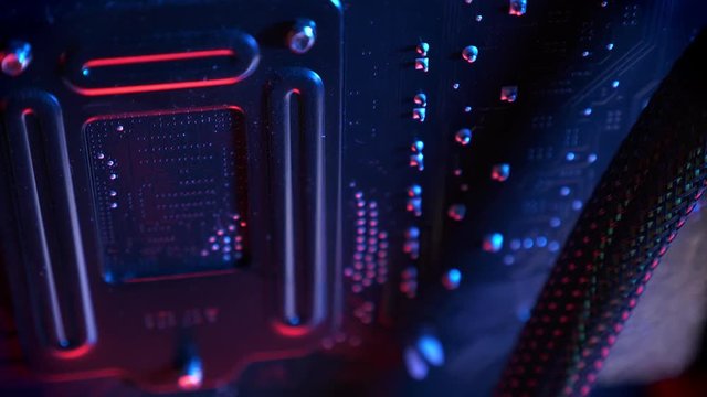Footage of technology inside of the computer, structure and details of equipment, moving