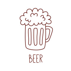 Beer mug drink doodle line vector icon