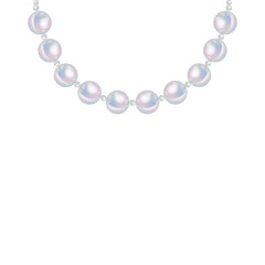 Pink pearl realistic vector necklace on white background