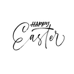 Happy Easter card. Holiday lettering. Modern vector brush calligraphy. Hand drawn lettering quote.