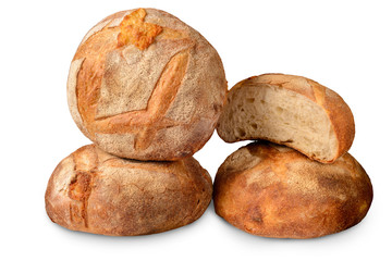  Loaf of whole graine bread isolated on white background.  Arranged in group