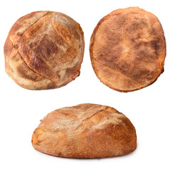  Loaf of whole graine bread isolated on white background.  Arranged in group