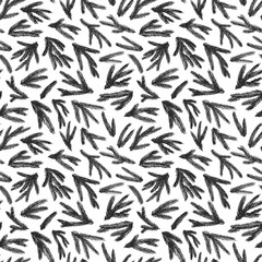 Seamless pattern with vector spruce branches. Hand drawn vector ornament for wrapping paper.