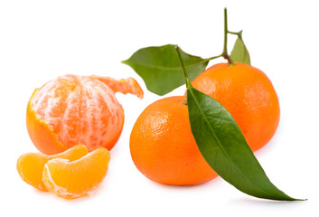 Orange Clementines, tangerines or mandarines isolated on white background