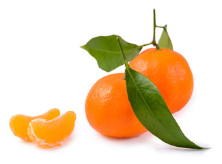 Orange Clementines, tangerines or mandarines isolated on white background