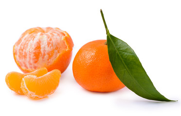 Orange Clementines, tangerines or mandarines isolated on white background