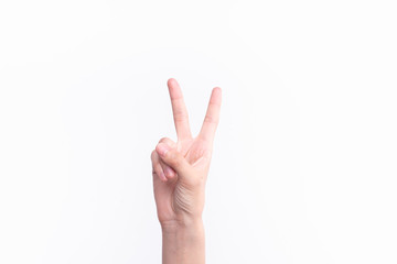 The gesture representing the number two