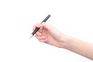 A hand holding a pen